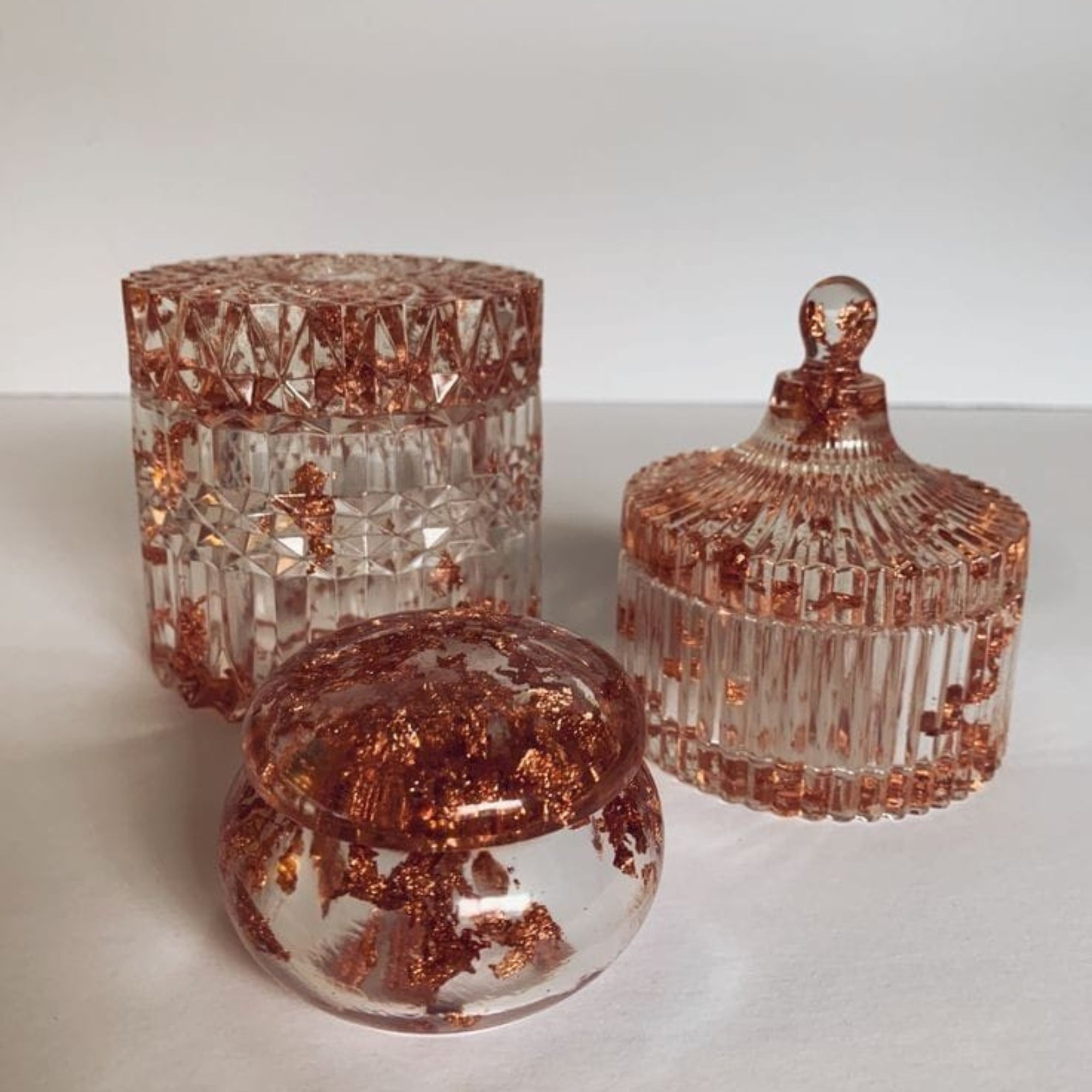 Aura of Copper Vanity Jar Trio