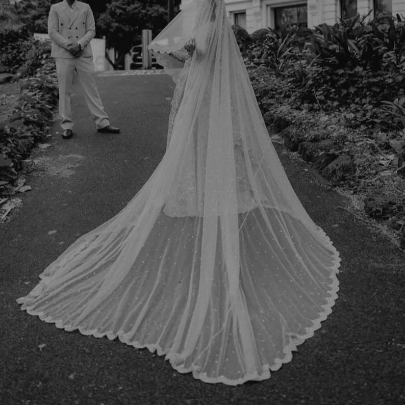 White Gold Long Trail Wedding Dupatta, bridal dupatta, scarf, veil, can be customize in any colour