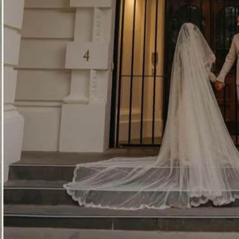 White Gold Long Trail Wedding Dupatta, bridal dupatta, scarf, veil, can be customize in any colour