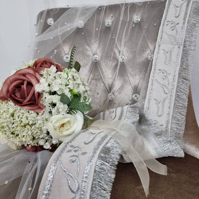 Qabul Hai Nikkah Dupatta: Soft Net Bridal Veil with Gold Threading
