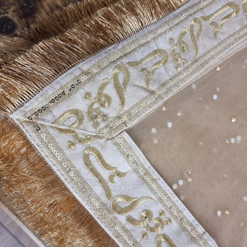Qabul Hai Nikkah Dupatta: Soft Net Bridal Veil with Gold Threading