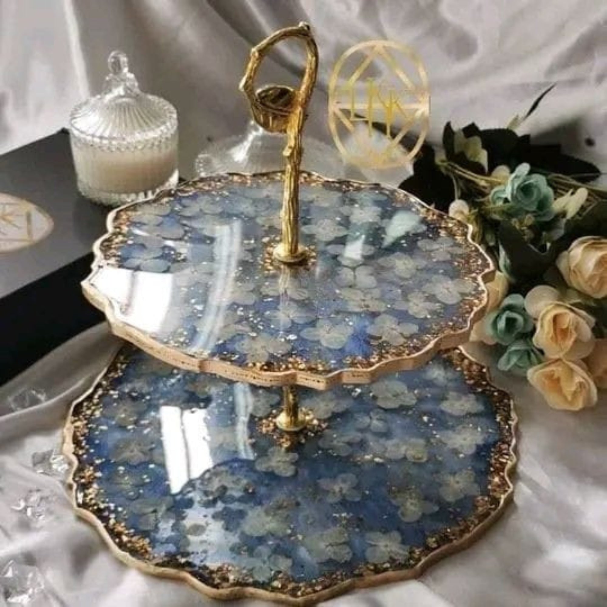 Celestial Bloom Two-Tier Serving Stand